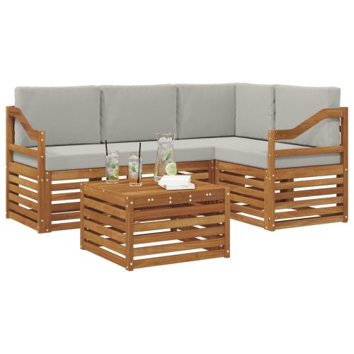 Комплекти мебели 5 pcs Естествено и светло сиво Инженерно дърво