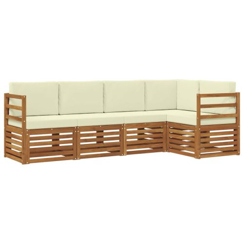 Комплекти дивани 5 pcs Натурален и Крема Солидно акациево дърво