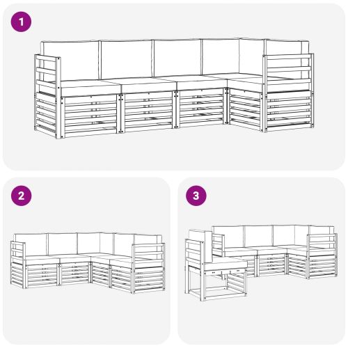 Комплекти дивани 5 pcs Натурален и Бежов Солидно акациево дърво