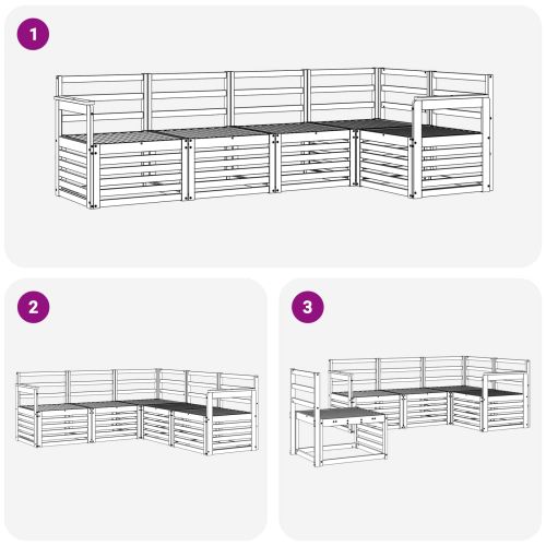 Комплекти дивани 5 pcs Естествен Солидно акациево дърво