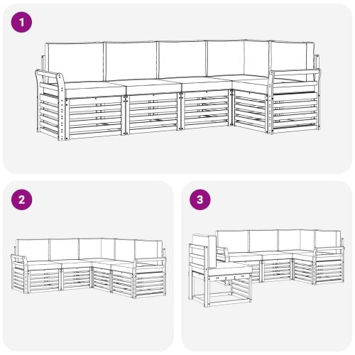 Комплекти дивани с възглавница 5 pcs Естествено и светло сиво