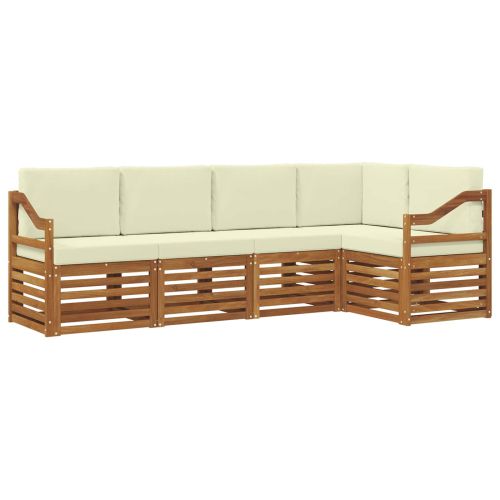 Комплекти дивани 5 pcs Натурален и Крема Солидно акациево дърво