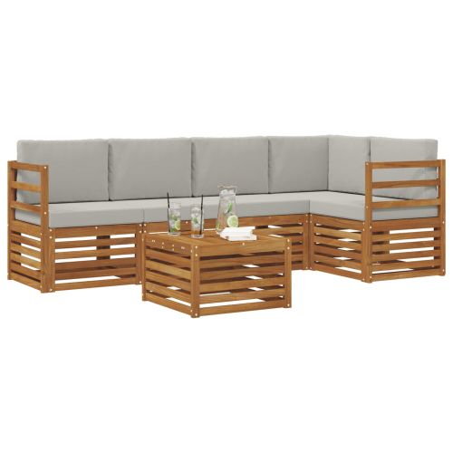 Комплекти дивани с възглавница 6 pcs Естествено и светло сиво