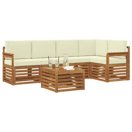 Комплекти дивани 6 pcs Натурален и Крема Солидно акациево дърво