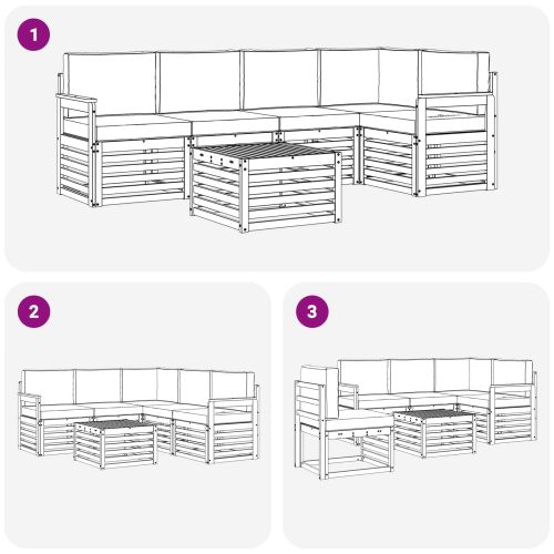 Комплекти дивани с възглавница 6 pcs Естествено и светло сиво