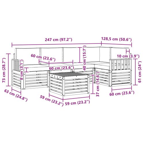 Комплекти дивани с възглавница 6 pcs Естествено и светло сиво