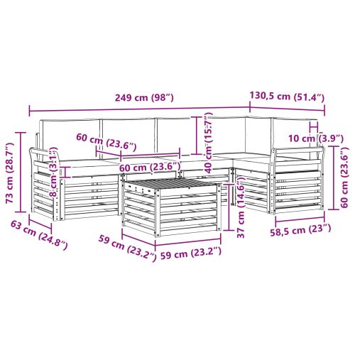 Комплекти дивани 6 pcs Натурален и Крема Солидно акациево дърво