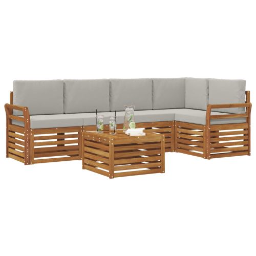 Комплекти дивани с възглавница 6 pcs Естествено и светло сиво