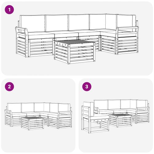 Комплекти дивани с възглавница 6 pcs Натурален и Антрацит