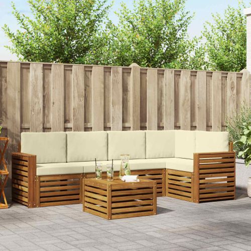 Комплекти дивани 6 pcs Натурален и Крема Солидно акациево дърво