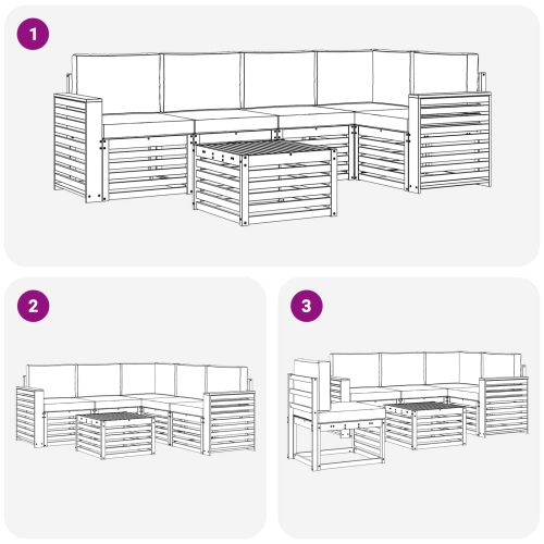 Комплекти дивани с възглавница 6 pcs Естествено и светло сиво