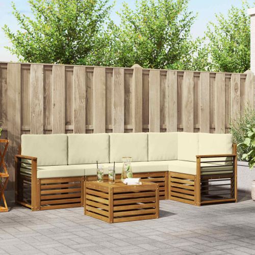 Комплекти дивани 6 pcs Натурален и Крема Солидно акациево дърво