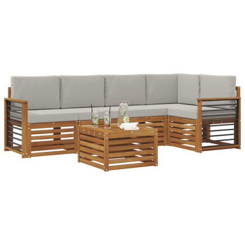 Комплекти дивани с възглавница 6 pcs Естествено и светло сиво