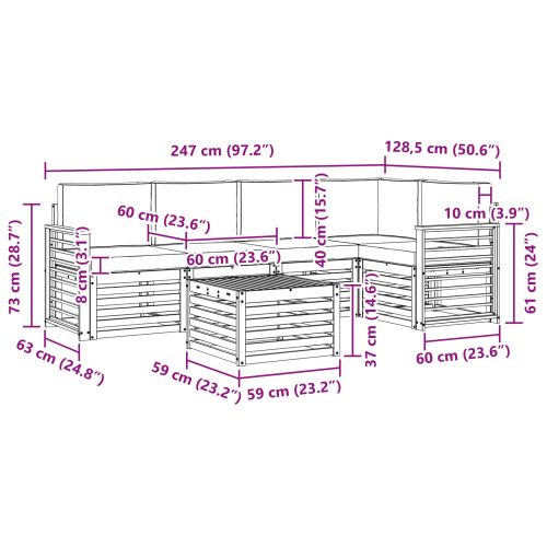 Комплекти дивани с възглавница 6 pcs Натурален и Антрацит