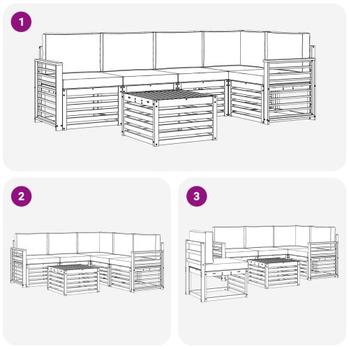 Комплекти дивани 6 pcs Натурален и Бежов Солидно акациево дърво