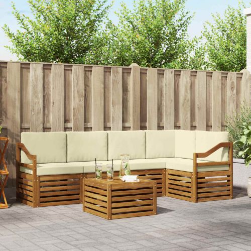 Комплекти дивани 6 pcs Натурален и Крема Солидно акациево дърво