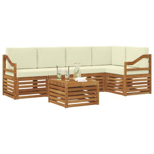 Комплекти дивани 6 pcs Натурален и Крема Солидно акациево дърво