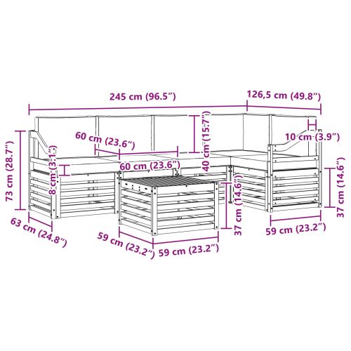 Комплекти дивани с възглавница 6 pcs Натурален и Антрацит
