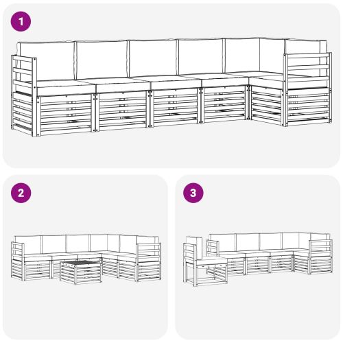 Комплекти дивани с възглавница 6 pcs Натурален и Антрацит