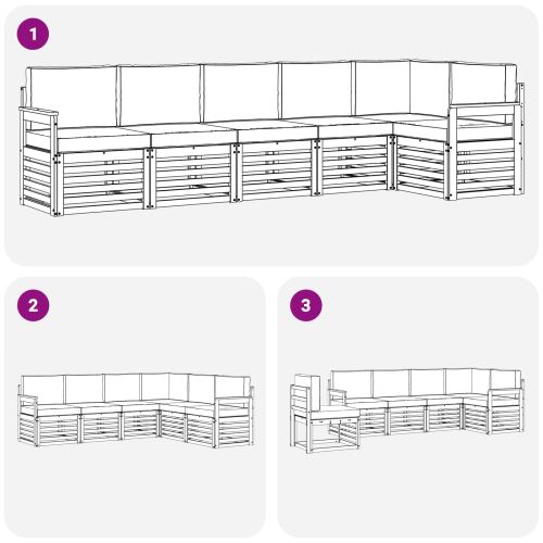 Комплекти дивани с възглавница 6 pcs Естествено и светло сиво