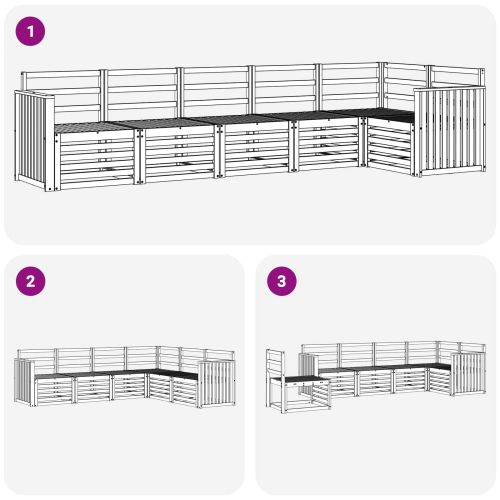Комплекти дивани 6 pcs Естествен Солидно акациево дърво