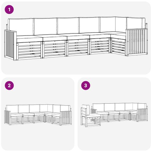 Комплекти дивани 6 pcs Натурален и Крема Солидно акациево дърво