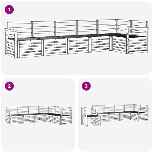 Комплекти дивани 6 pcs Естествен Солидно акациево дърво
