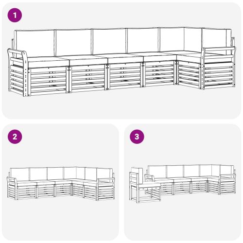 Комплекти дивани 6 pcs Натурален и Крема Солидно акациево дърво