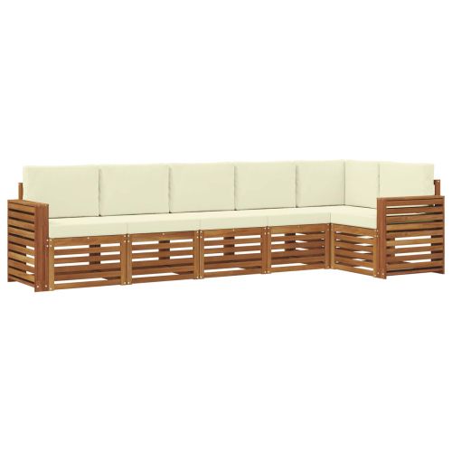 Комплекти дивани 6 pcs Натурален и Крема Солидно акациево дърво