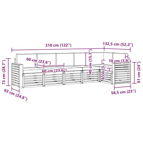 Комплекти дивани с възглавница 6 pcs Естествено и светло сиво