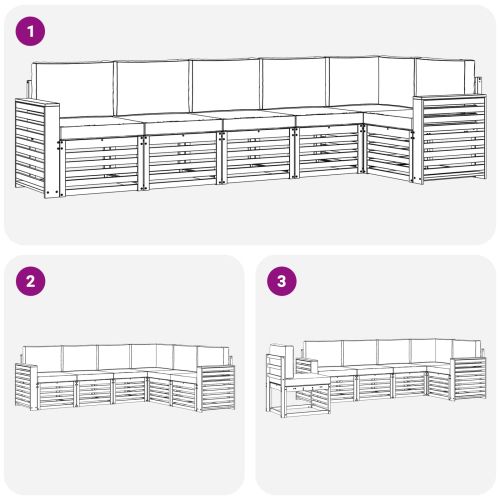 Комплекти дивани 6 pcs Натурален и Бежов Солидно акациево дърво