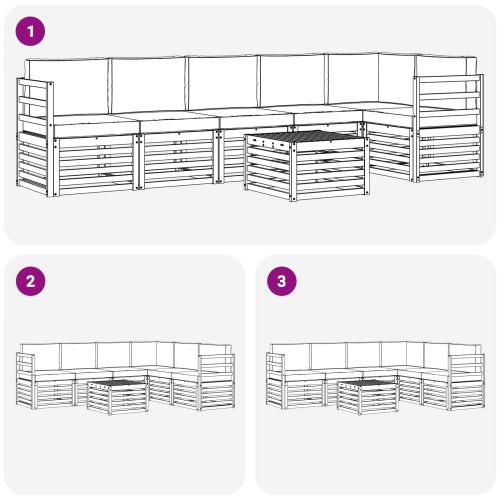 Комплекти дивани с възглавница 7 pcs Естествено и светло сиво