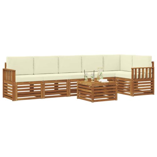 Комплекти дивани 7 pcs Натурален и Крема Солидно акациево дърво