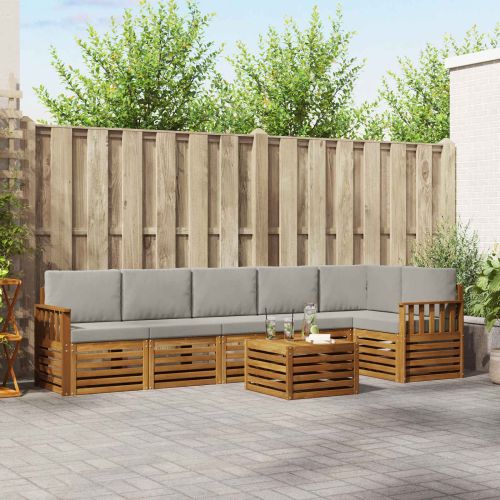 Комплекти дивани с възглавница 7 pcs Естествено и светло сиво