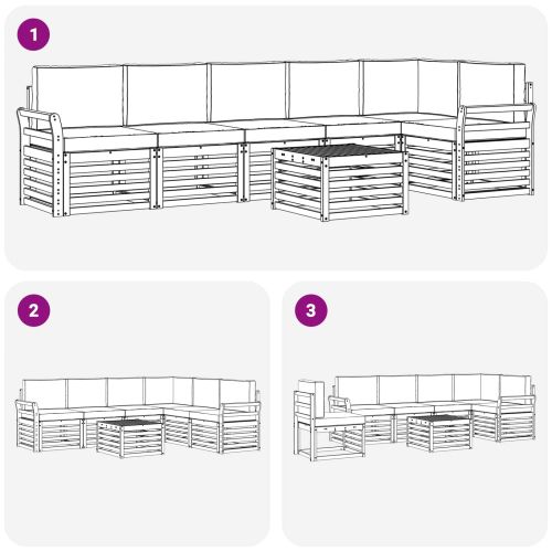 Комплекти дивани с възглавница 7 pcs Естествено и светло сиво