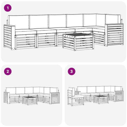 Комплекти дивани 7 pcs Натурален и Крема Солидно акациево дърво