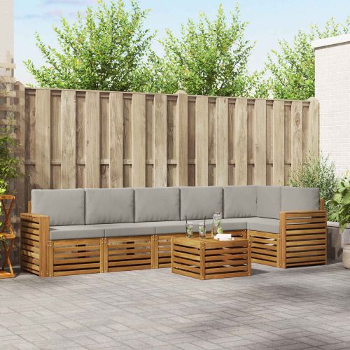 Комплекти дивани с възглавница 7 pcs Естествено и светло сиво