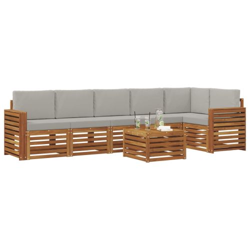 Комплекти дивани с възглавница 7 pcs Естествено и светло сиво