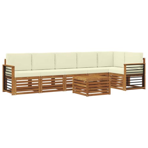 Комплекти дивани 7 pcs Натурален и Крема Солидно акациево дърво