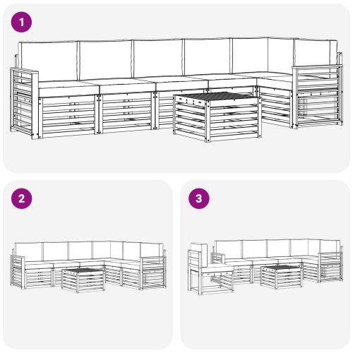 Комплекти дивани 7 pcs Натурален и Крема Солидно акациево дърво