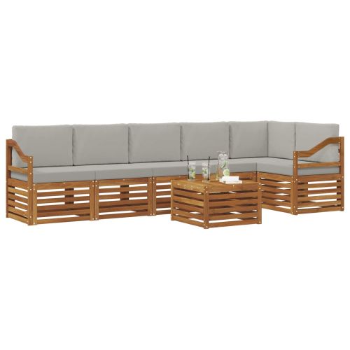 Комплекти дивани с възглавница 7 pcs Естествено и светло сиво