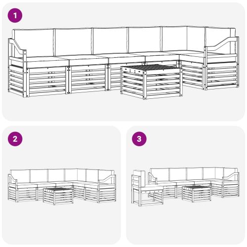 Комплекти дивани с възглавница 7 pcs Естествено и светло сиво