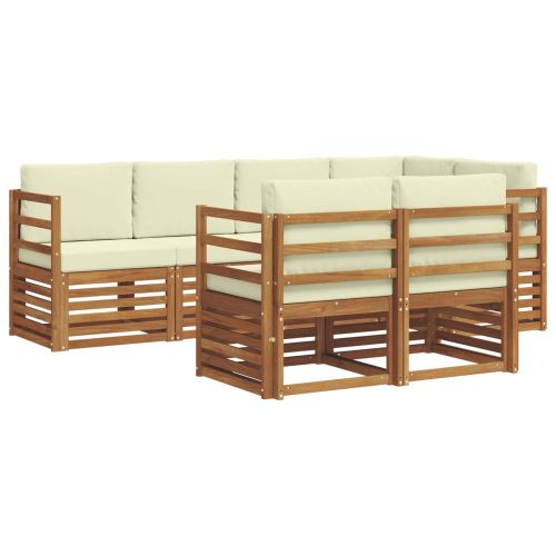 Комплекти дивани 7 pcs Натурален и Крема Солидно акациево дърво