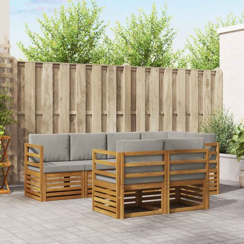 Комплекти дивани с възглавница 7 pcs Естествено и светло сиво