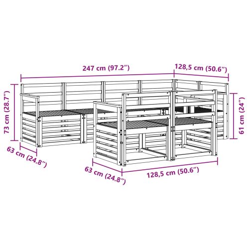 Комплекти дивани 7 pcs Естествен Солидно акациево дърво