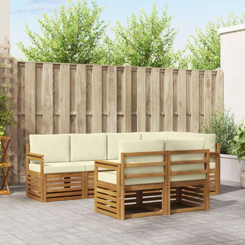 Комплекти дивани 7 pcs Натурален и Крема Солидно акациево дърво