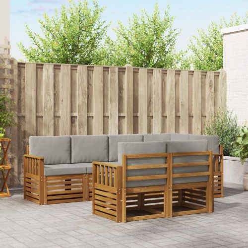 Комплекти дивани с възглавница 7 pcs Естествено и светло сиво