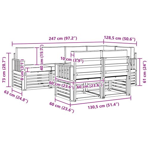 Комплекти дивани с възглавница 7 pcs Естествено и светло сиво