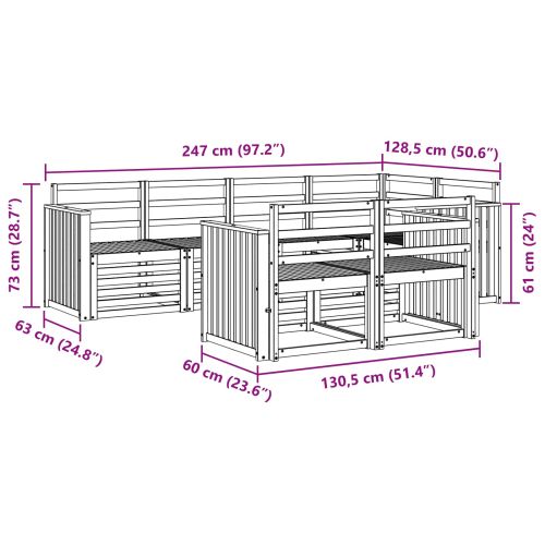 Комплекти дивани 7 pcs Естествен Солидно акациево дърво