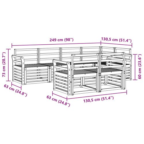 Комплекти дивани 7 pcs Естествен Солидно акациево дърво